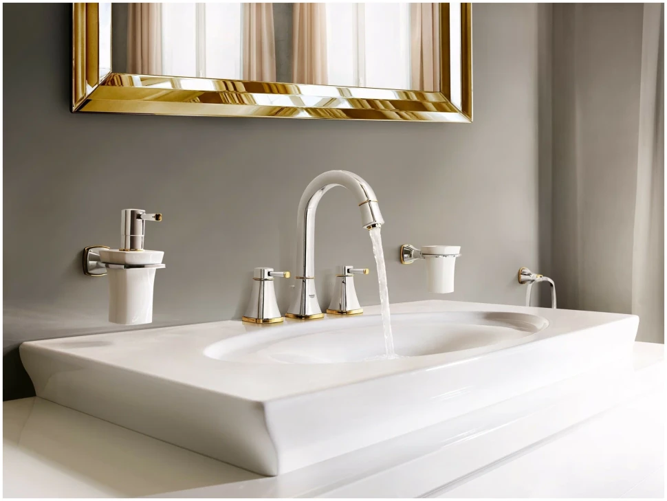 Стакан керамический Grohe Grandera 40626ig0 (золотой ободок)