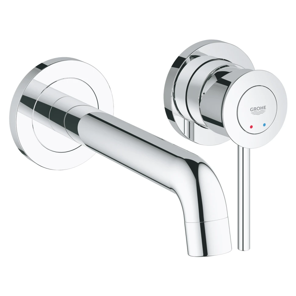 Смеситель для раковины GROHE BauClassic на 2 отв. настенный, вкл. встр.часть, вынос 177 мм, EcoJoy, CN (2029200C)