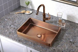 Раковина встраиваемая сверху ABBER Wasser Kreis AF2401MRG розовое золото матовое