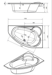 Ванна асимметричная KALIOPE 153x100 левая