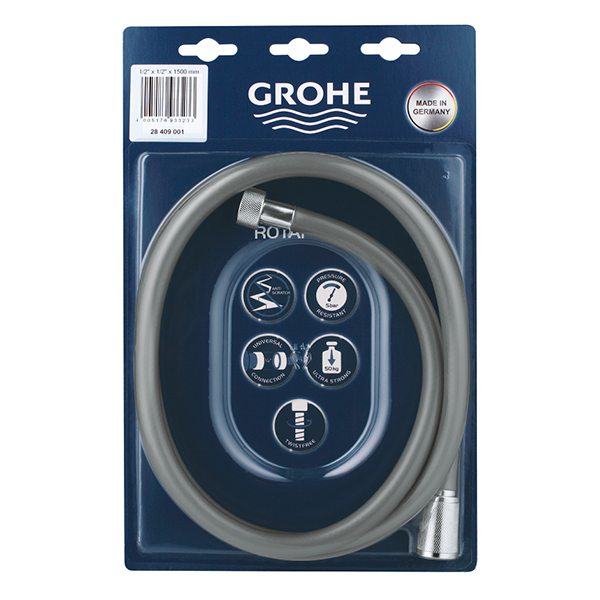 Душевой шланг 1500, гладкий, хром Grohe Rotaflex 28409001
