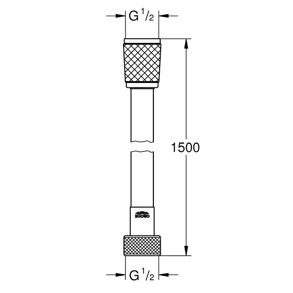 Душевой шланг 1500, гладкий, хром Grohe Rotaflex 28409001