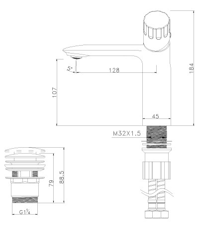 LM5306C Винг Смеситель для умывальника монолитный, хром (к/к 6)