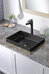 Раковина встраиваемая сверху ABBER Wasser Kreis AF2401MB черная матовая
