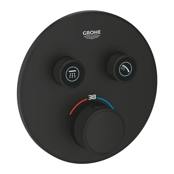 Термостат для душа, встраиваемый, на 2 выхода, черный матовый Grohe Grohtherm 29507KF0