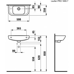8169570001051 Раковина PRO-50 мал. бел