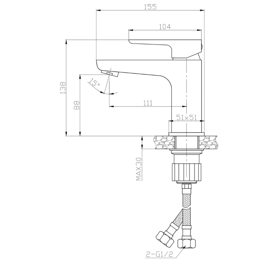 Смеситель для раковины, хром ESKO Berlin BR26M