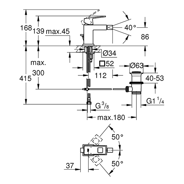 Смеситель для биде стандартный GROHE EuroCube 23138000