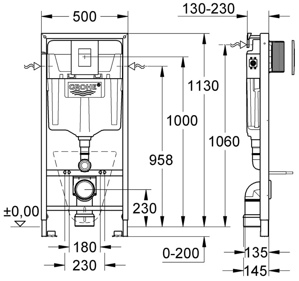 Инсталляция для подвесного унитаза Grohe Rapid SL 38775001
