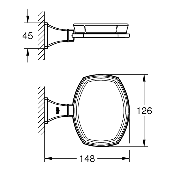 Мыльница керамическая Grohe Grandera 40628ig0 (золотой ободок)