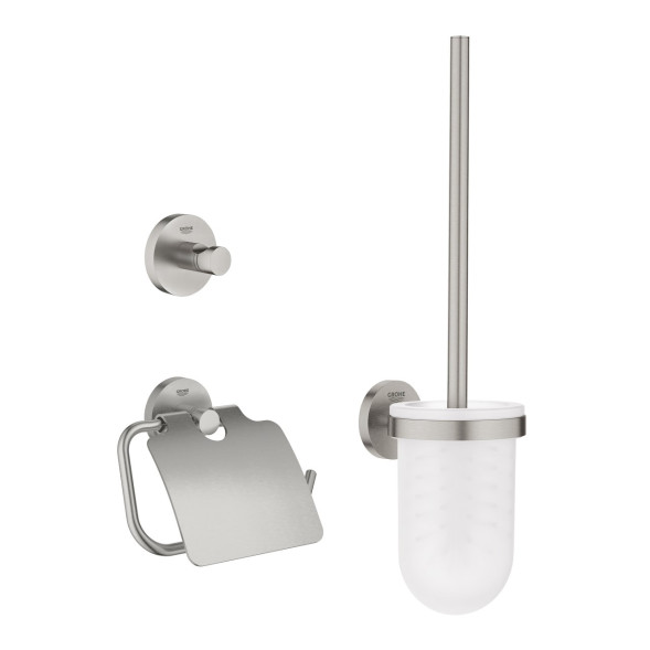 Набор аксессуаров GROHE Start 3 в 1 (туалетный ершик, крючок для банного халата, держатель для туалетной бумаги с крышкой) 41204DC0
