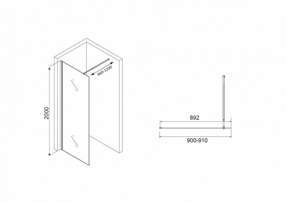 Душевая перегородка ABBER Immer Offen AG61091R8