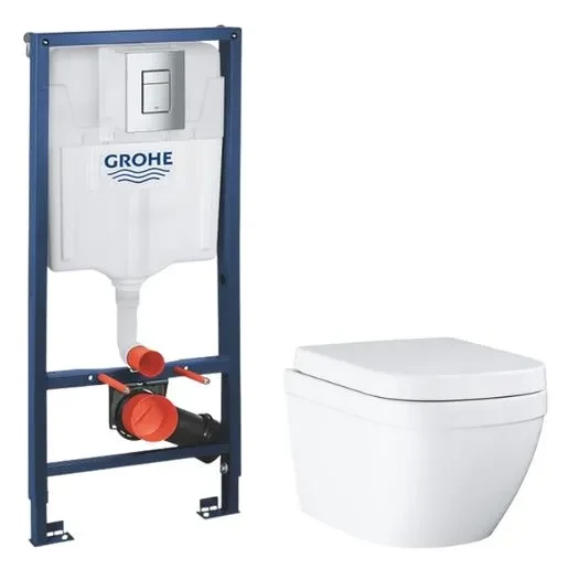 Комплект 4в1: Инсталляция 38772001, унитаз с крышкой-сиденьем GROHE Euro Ceramic (46-54) 39703000/38772001