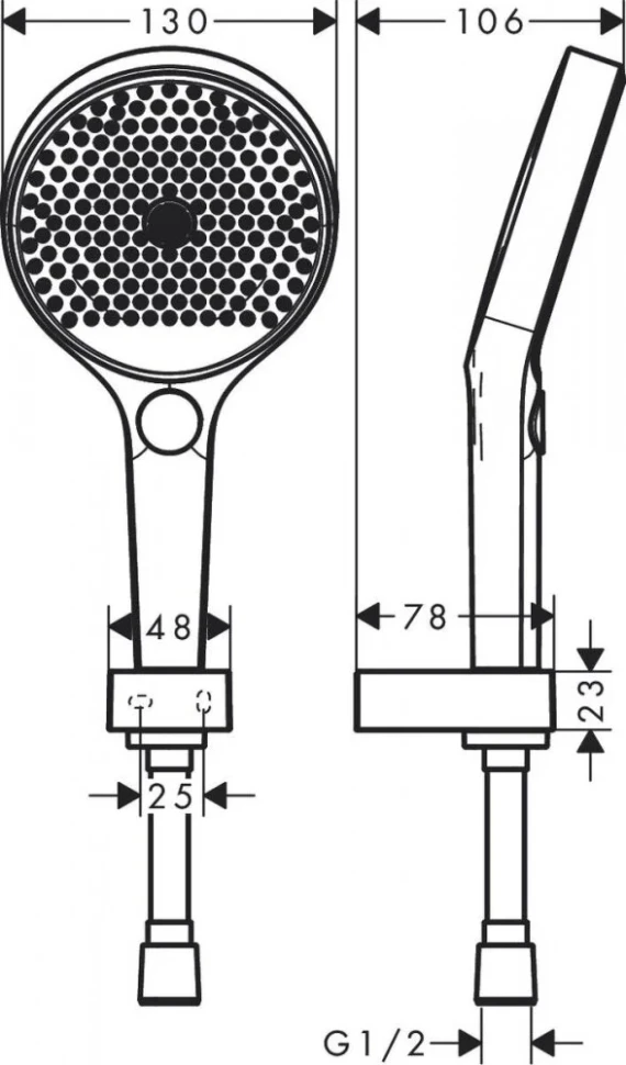 Ручной душ с держателем и шлангом, белый Hansgrohe Rainfinity 3jet 26851700