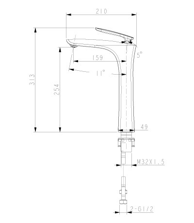 Смеситель для накладной раковины монолитный, высокий LEMARK BELLARIO  -  LM6809C