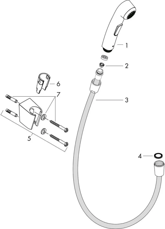 Гигиенический душ с держателем и шлангом 1250, хром Hansgrohe 32129000