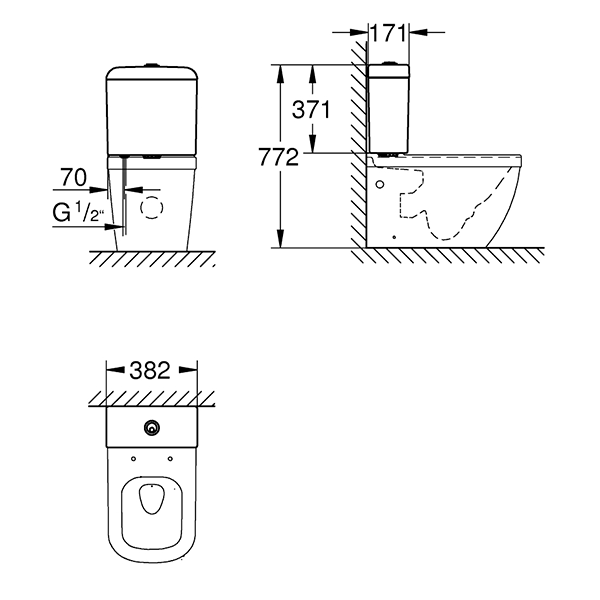 Смывной бачок для унитаза GROHE Euro Ceramic, подводка снизу, (для унитаза  39338000)