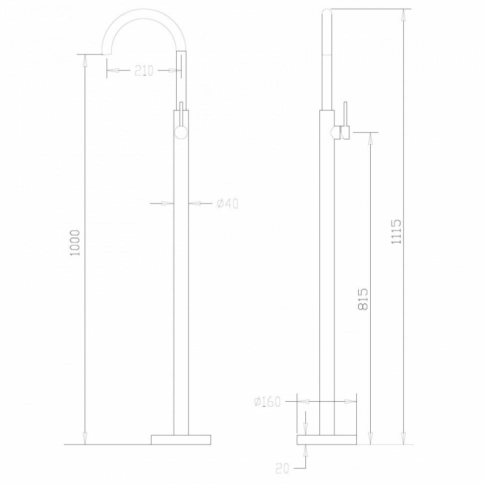Смеситель ABBER Wasser Kreis AF8141NG напольный для раковины, никель