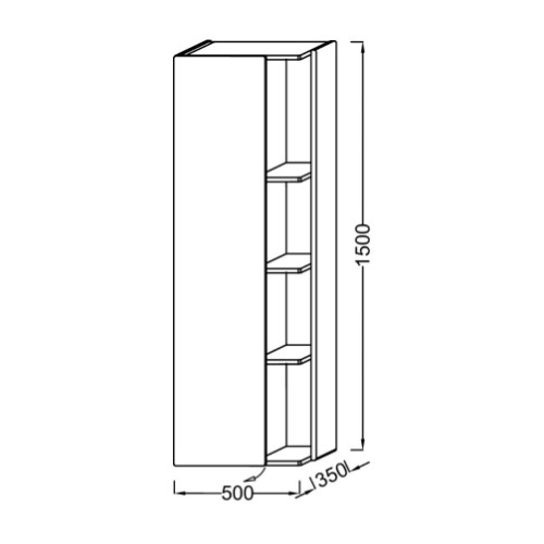 Шкаф-пенал 50, подвесной, шарниры слева, белый глянец Jacob Delafon Terrace EB1179G-G1C