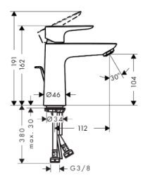 Смеситель для раковины 110, с донным клапаном, хром Hansgrohe Talis E 71713000