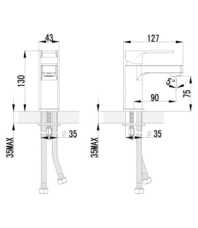 LM1506C плюс Грейс Смеситель для умывальника монолитный, хром (к/к 12)