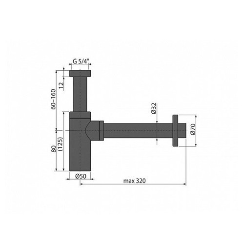 Сифон для раковины d32, круглый, черный Alcaplast Design A400BLACK