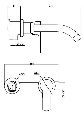 Смеситель для раковины, встраиваемый, на 2 отверстия, черный ESKO SM28 B