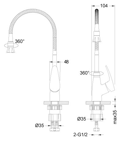 Смеситель для кухни с гибким изливом  -  LM0413C, Серия LINARA