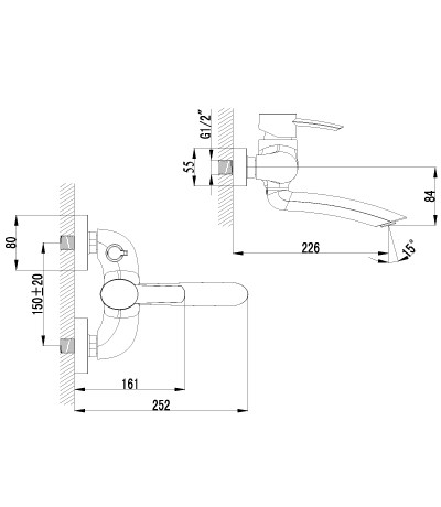 Смеситель для ванны с поворотным изливом LEMARK ANTLANTISS  -  LM3214C