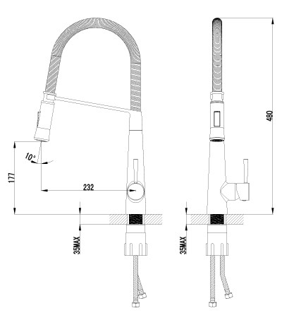 LM6002C Соул Смеситель для кухни с вытяжным изливом, шланг 56 см (к/к 4)
