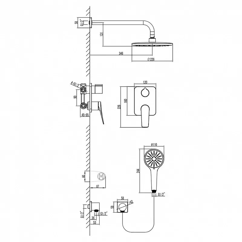 LM3729GM Смеситель Lemark Bronx для ванны и душа, встраиваемый