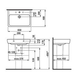 8189530001041 Раковина LAUFEN PRO-A 65х48 1отв. д/смесителя