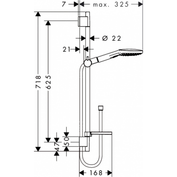Душевой гарнитур 650, хром Hansgrohe Raindance Select E 120 3jet/Unica S Puro 26620000