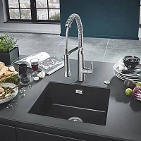 Мойка K700U, композитная, 533x457, черный гранит Grohe 31654AP0