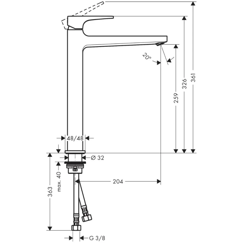 Смеситель для раковины 260, с донным клапаном, хром Hansgrohe Metropol 74512000
