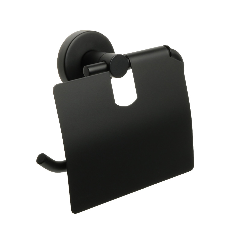 Бумагодержатель с крышкой FIXSEN "COMFORT BLACK" черный FX-86010