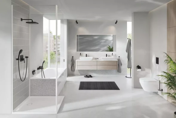 Верхний душ, квадратный, кронштейн 380, черный Grohe Tempesta 250 Cube 266872430
